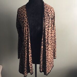 Outlander open drape front cheetah print cardigan M